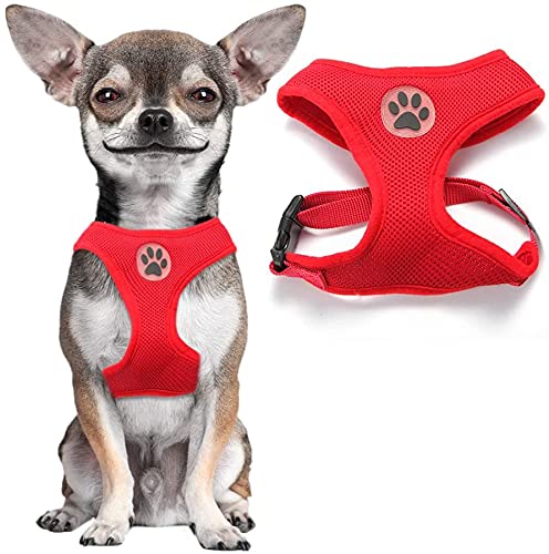 Bingpet No Pull Dog Harness For Small Medium Dogs,All Weather Mesh Step In Vest Harness For Small Dogs,Breathable Mesh Puppy Cat Harnesses,Step-In Air Dog Harness For For Small Dogs,Red,Medium