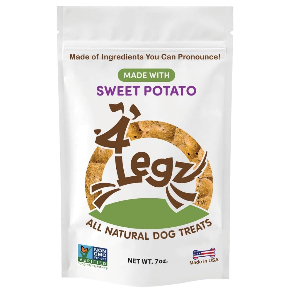 4Legz Organic Sweet Potato Dog Treats From Healthy, Crunchy & Vegan Dog Biscuits - Low Calorie Snacks For Dogs Small, Medium & Large - Made In Usa Products Only (7 Ounce, Pack Of 1)