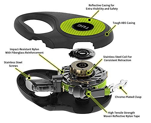 Tug Tiny 360 Tangle-Free Reflective Retractable Dog Leash | Cat Leash | 10 Ft Strong Nylon Tape (Tiny)
