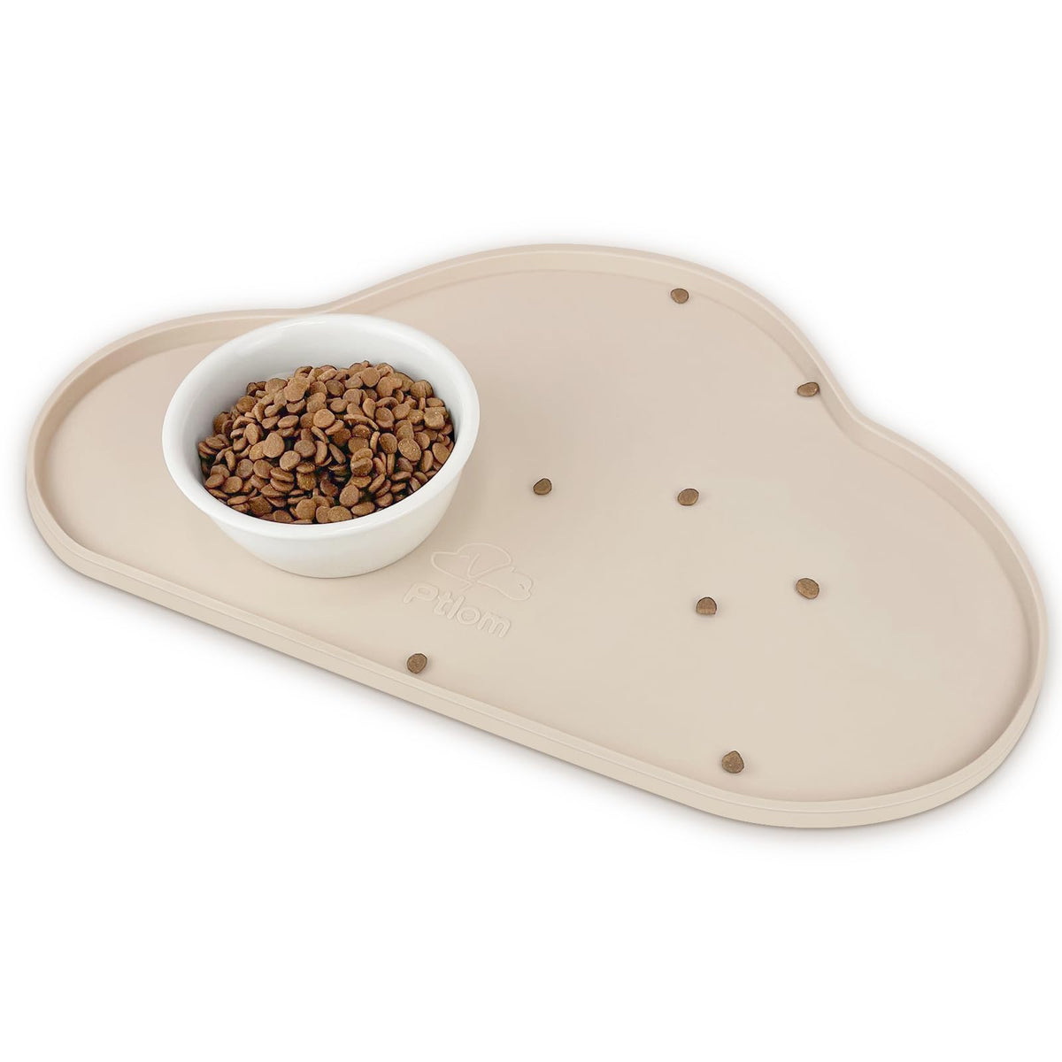 Ptlom Silicone Pet Placemat For Dogs And Cats, Non-Slip Waterproof Dog Feeding Bowl Mats For Food And Water, Small Medium Large Pet Puppy Tray Mat Prevent Residues From Spilling Onto The Floor, Beige