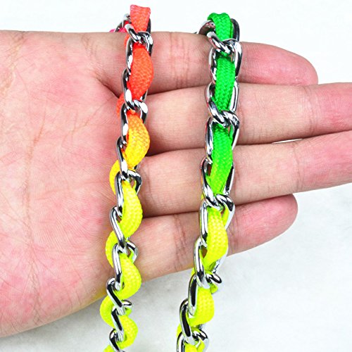 Jwpc Rainbow Color Stainless Steel P Chock Metal Chain Training Dog Pet Collars Necklace Walking Training Pet Supplies For Small Medium Large Dogs, S