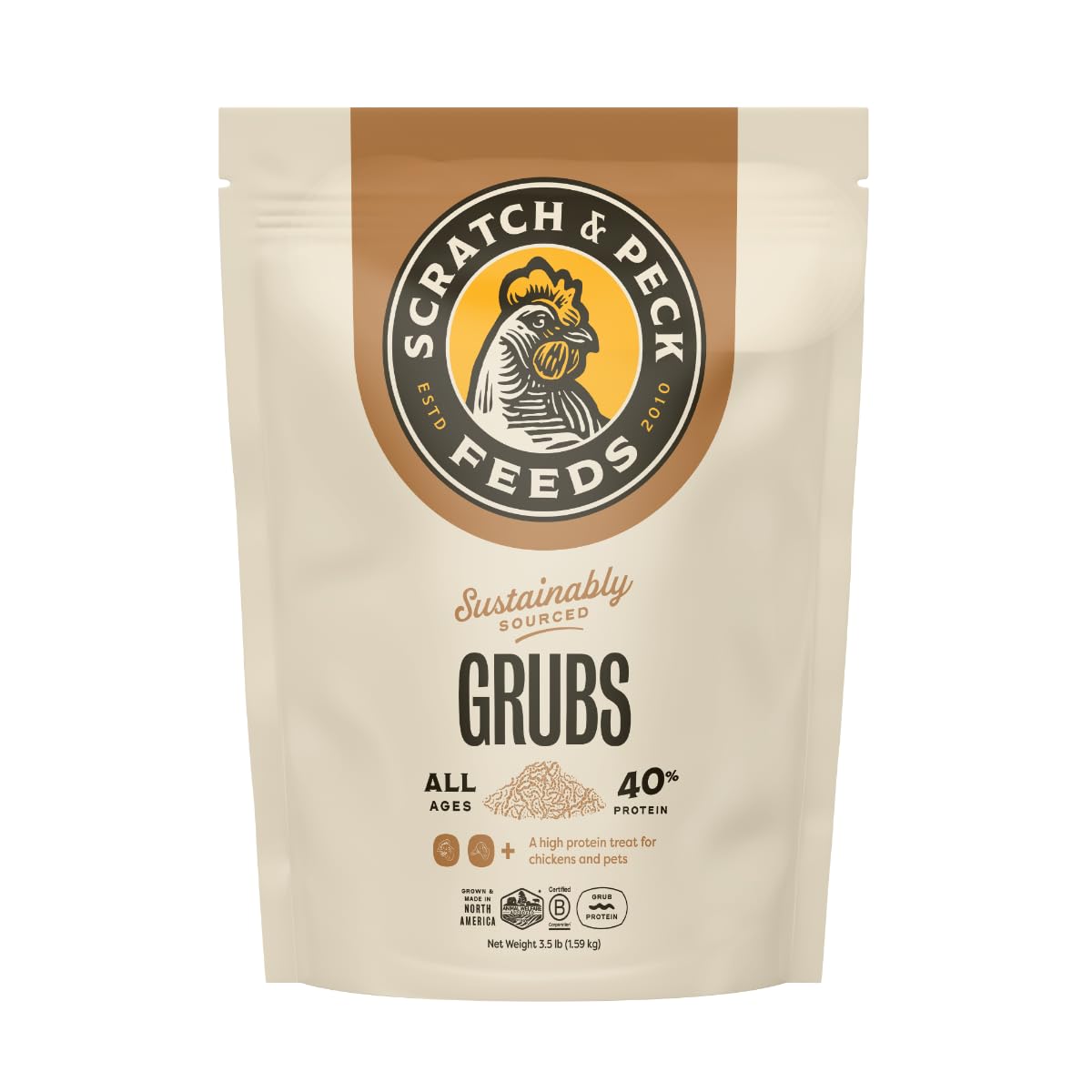 Scratch and Peck Feeds Cluckin Good Grubs for Chickens - Sustainably Grown in North America - Natural High Protein, Calcium Dens