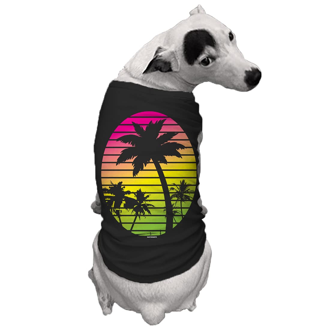 Palm Tree Scene - Dog Shirt (Black, 2X-Large)