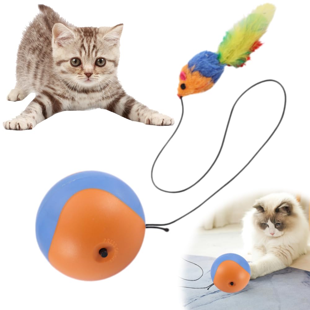 Speedy Tail 2.0 Cat Toy, Upgrade Interactive Cat Toys Ball With Motion Sensor, Automatic Cats Ball With Mouse Indoor Toy (Orange