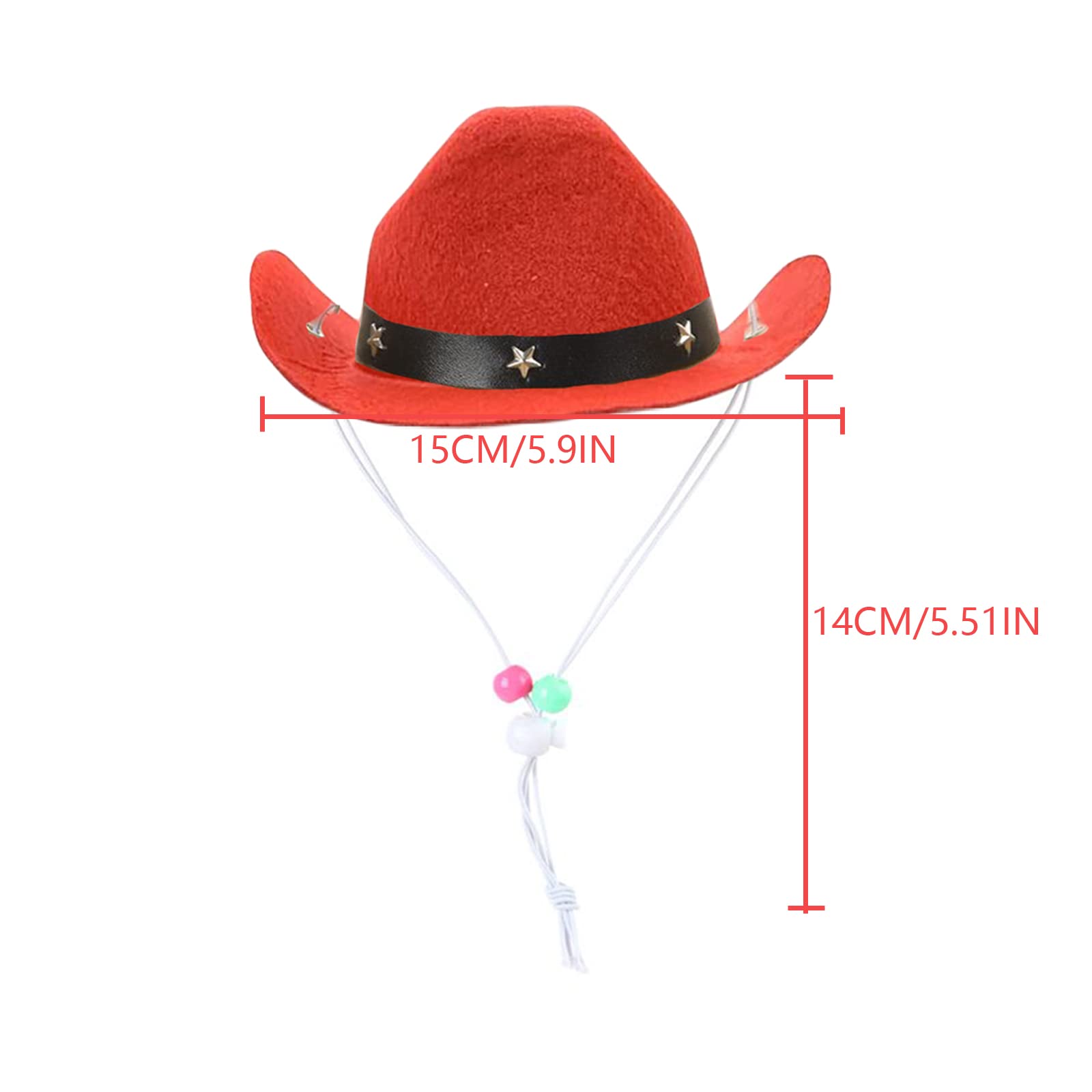 Awocan Pet Dog Costume Cowboy Hat Cosplay Cap Puppy Pet Dog Cat Holiday Pet Party Decoration (Red)