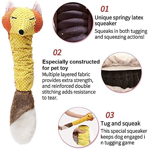 ONTWOPETS Dog Toy Plush Durable Small Dog Toys Low Stuffing Interactive Dog Plush Toys W/Squeaker Puppy Chew Toys Reduces Boredo