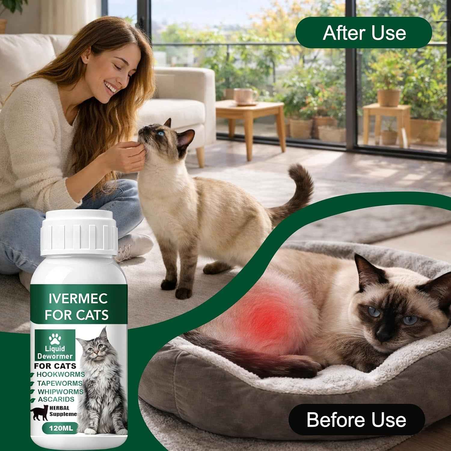 Cat Dewormer Liquid – Broad Spectrum Drops for Cats & Kittens, 120ml