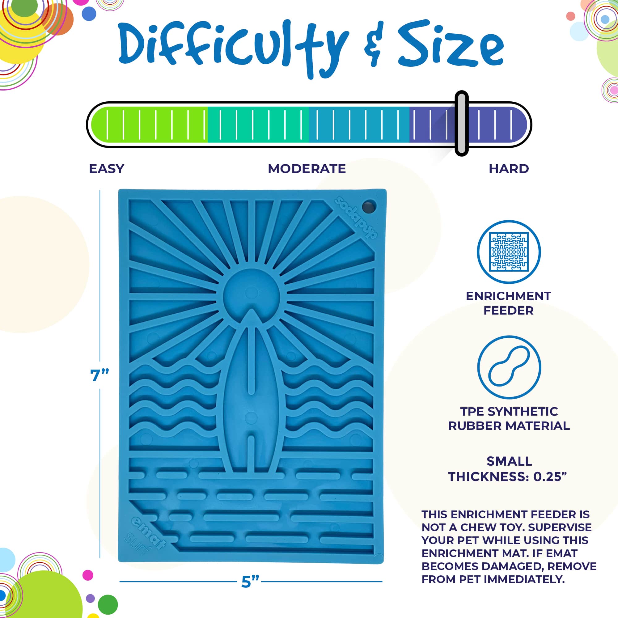 Surfs Up eMat - Small Lickmat for Dogs and Cats | Beach-Themed Design | SodaPup
