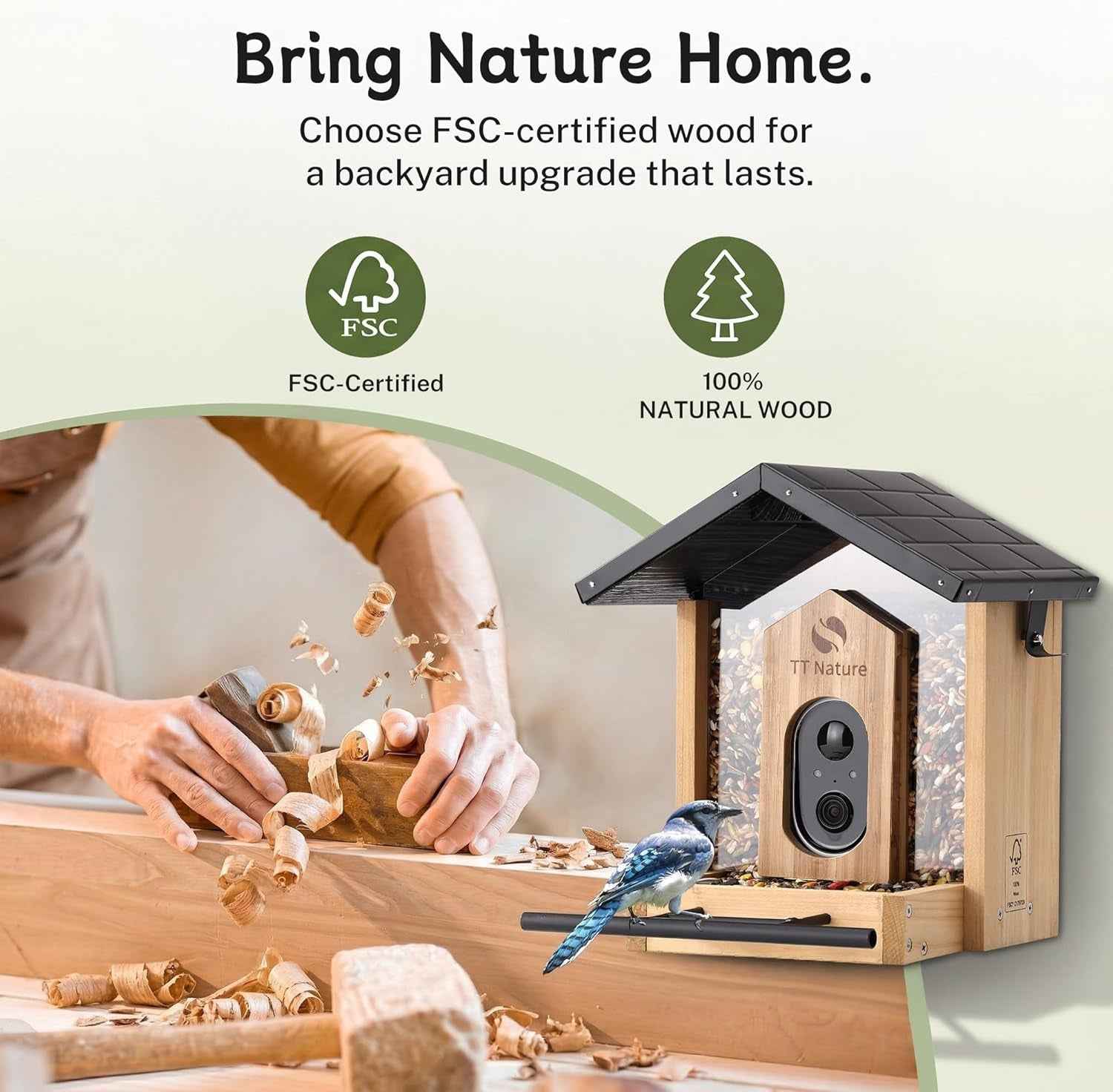 Smart Bird Feeder Camera 1080P AI Bird ID 1.5L