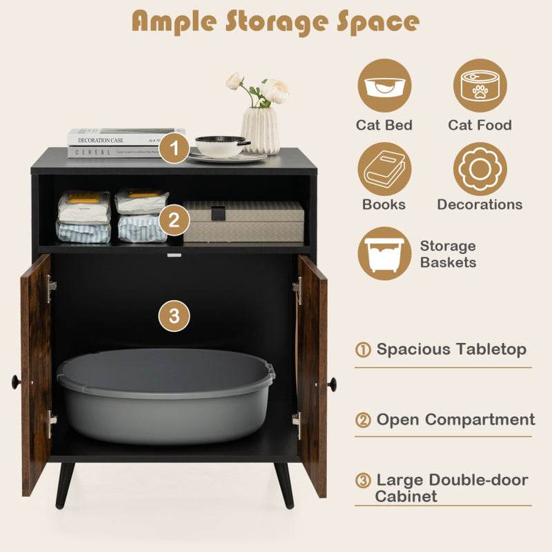 Rustic-Modern Cat Litter Cabinet with Extra Storage