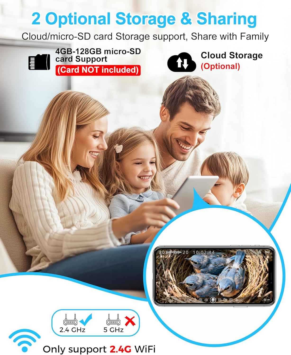 Smart Bird House Camera – Solar WiFi, 2K HD, Motion Alerts & Time-Lapse