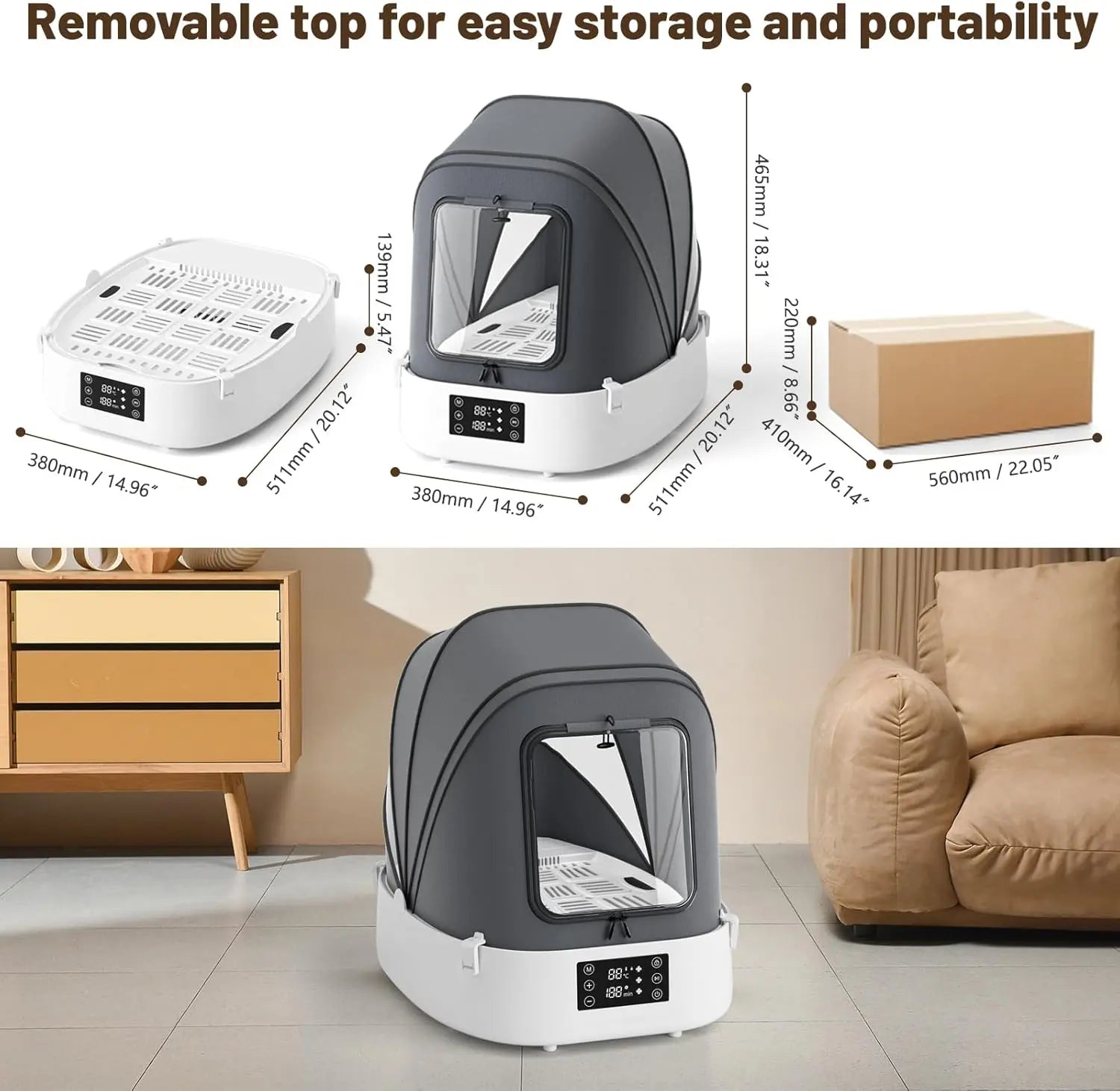 Automatic Foldable Pet Dryer Box 360° Airflow Grooming Blower for Dogs Cats