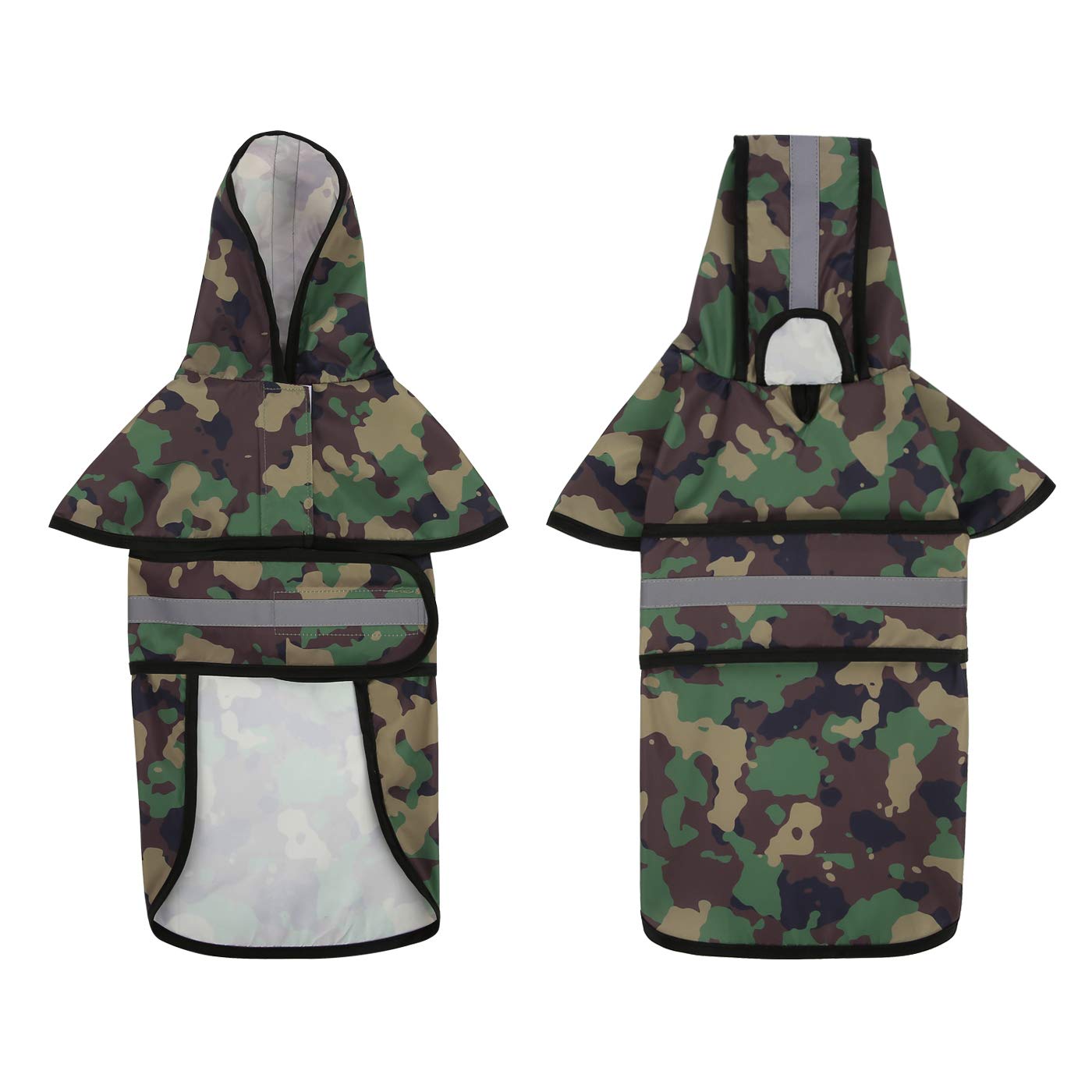 Hde Dog Raincoat Hooded Slicker Poncho For Small To X-Large Dogs And Puppies Camo - S