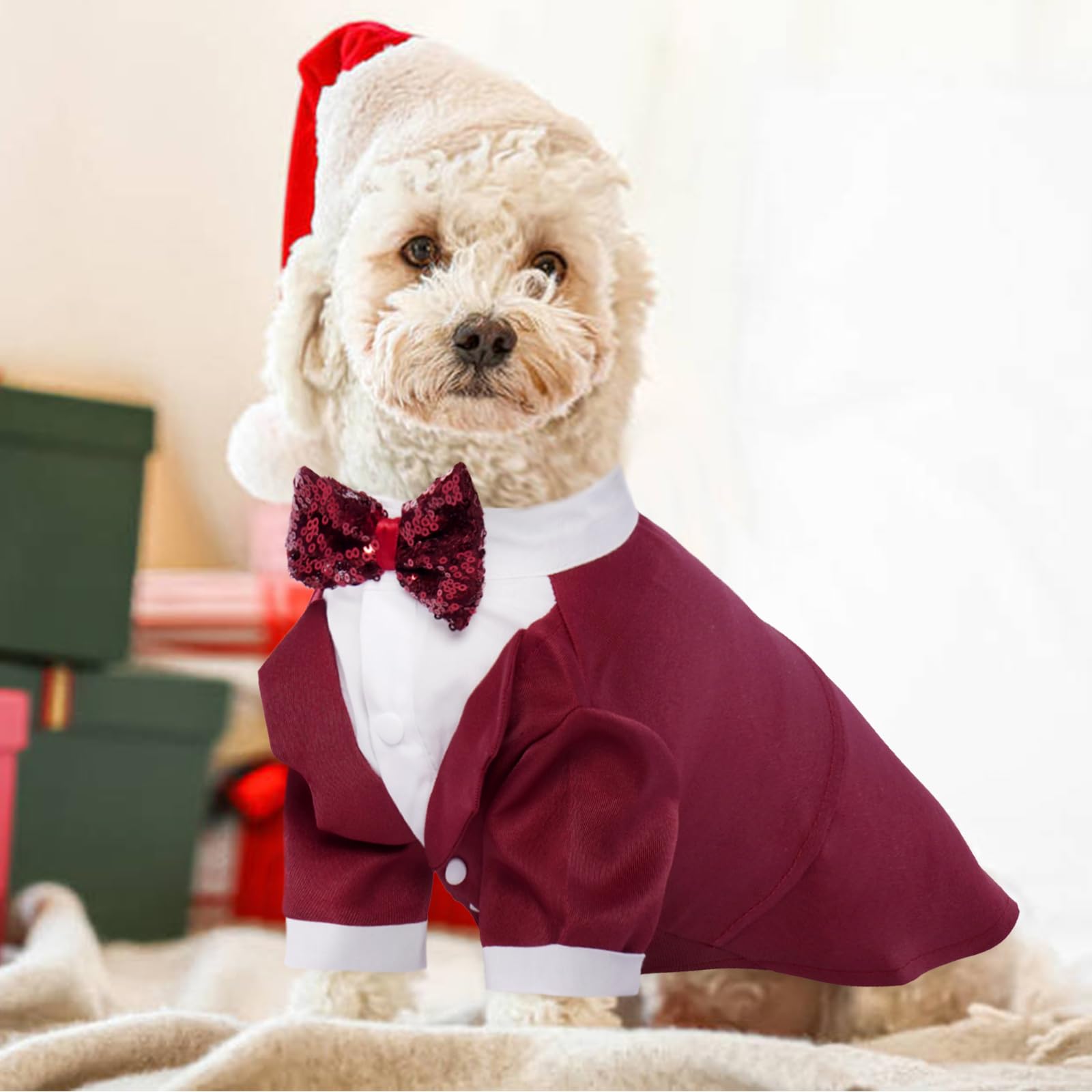 Kuoser Dog Tuxedo, Dog Wedding Suit With Bow Tie Formal Dog Tux Pet Wedding Party Birthday Costume, Dog Valentines Christmas Hal