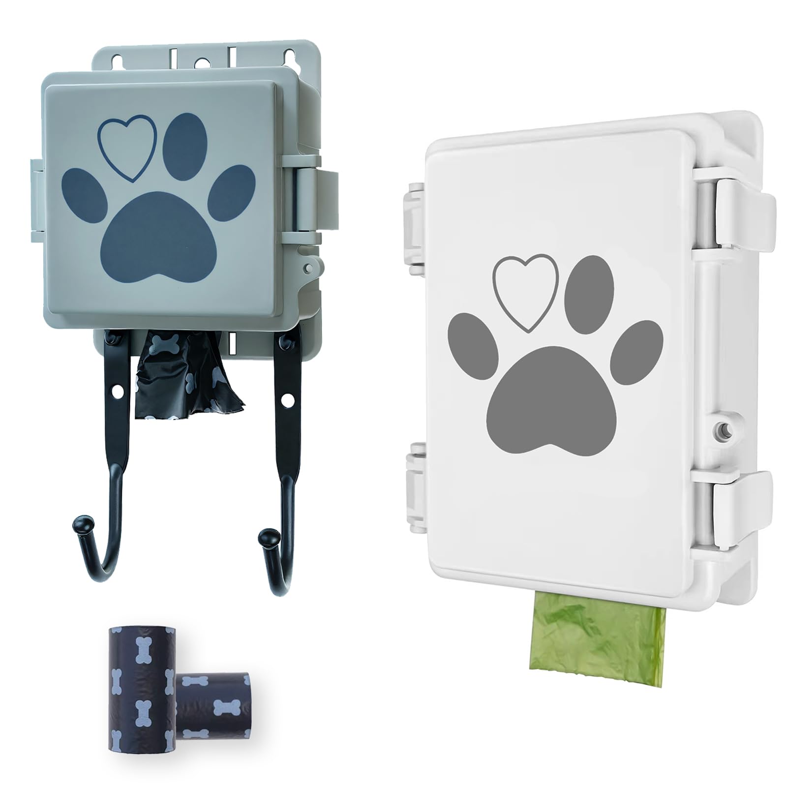 Dog Poop Bag Dispenser Outdoor Or Indoor Pet Waste Bag Wall Holder, Screw On, Strap On, Stick On, 2 Pcs Set, 2 Sizes, Doggy Poop