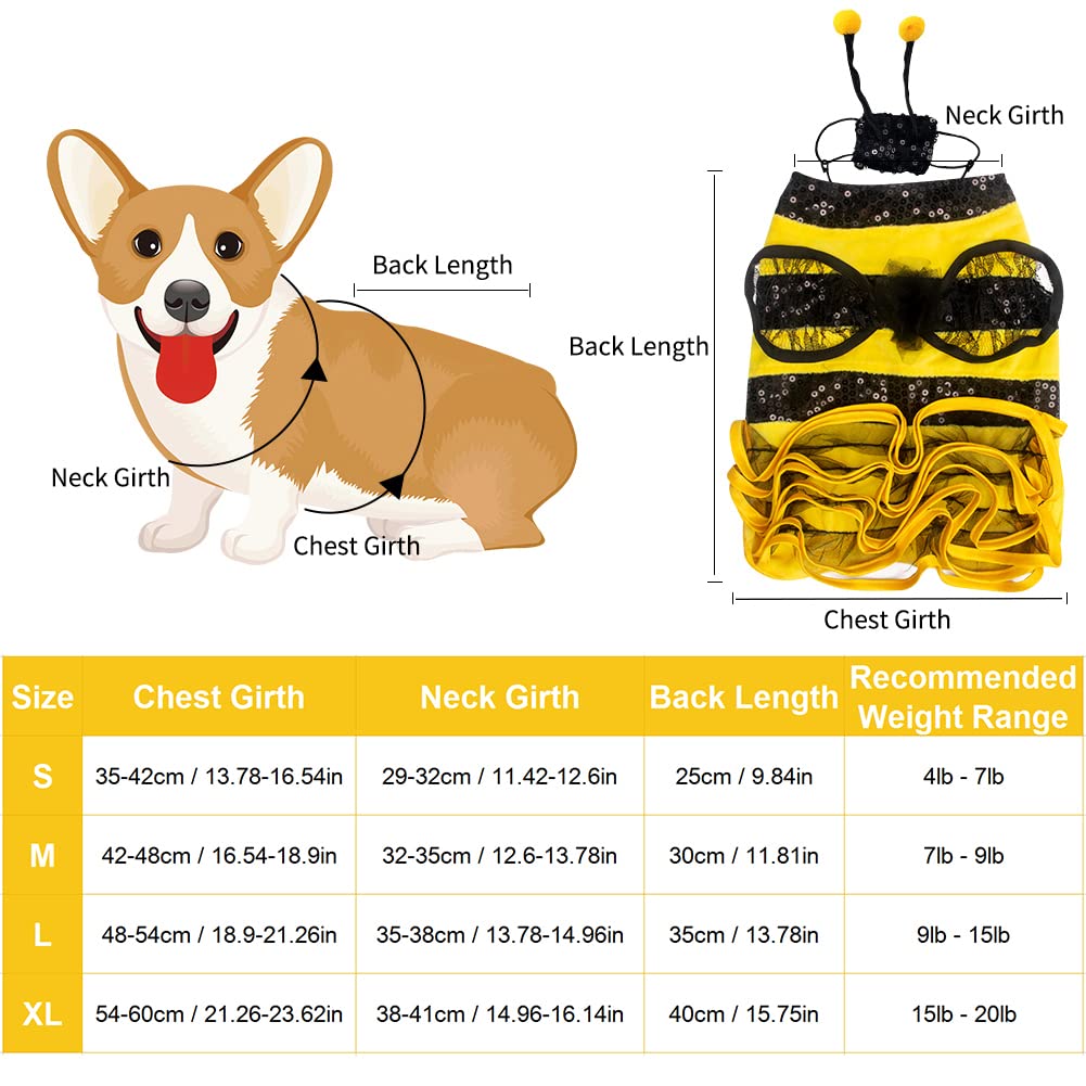 Dog Bee Costume Halloween Costumes For Dogs, Halloween Bee Dog Costume Pet Bumblebee Dress Costume, Dog Bumblebee Costume Funny Pet Halloween Outfit With Cap For Small Medium Dogs Cats
