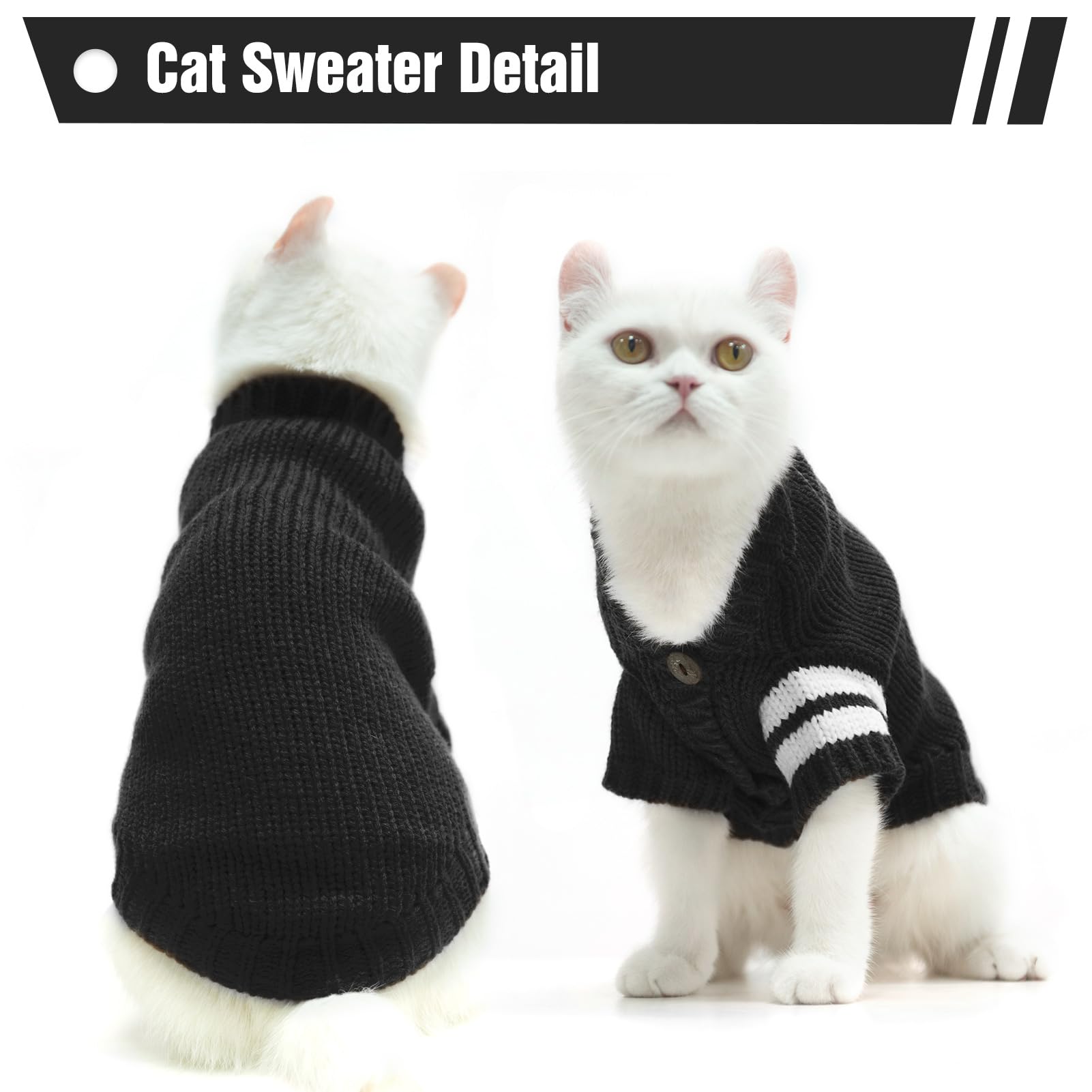 Expawlorer Cat Sweater For Cold Weather - Stylish Knitted Sweatshirt With Sleeves, Winter Kitten Clothes For All Different Cats