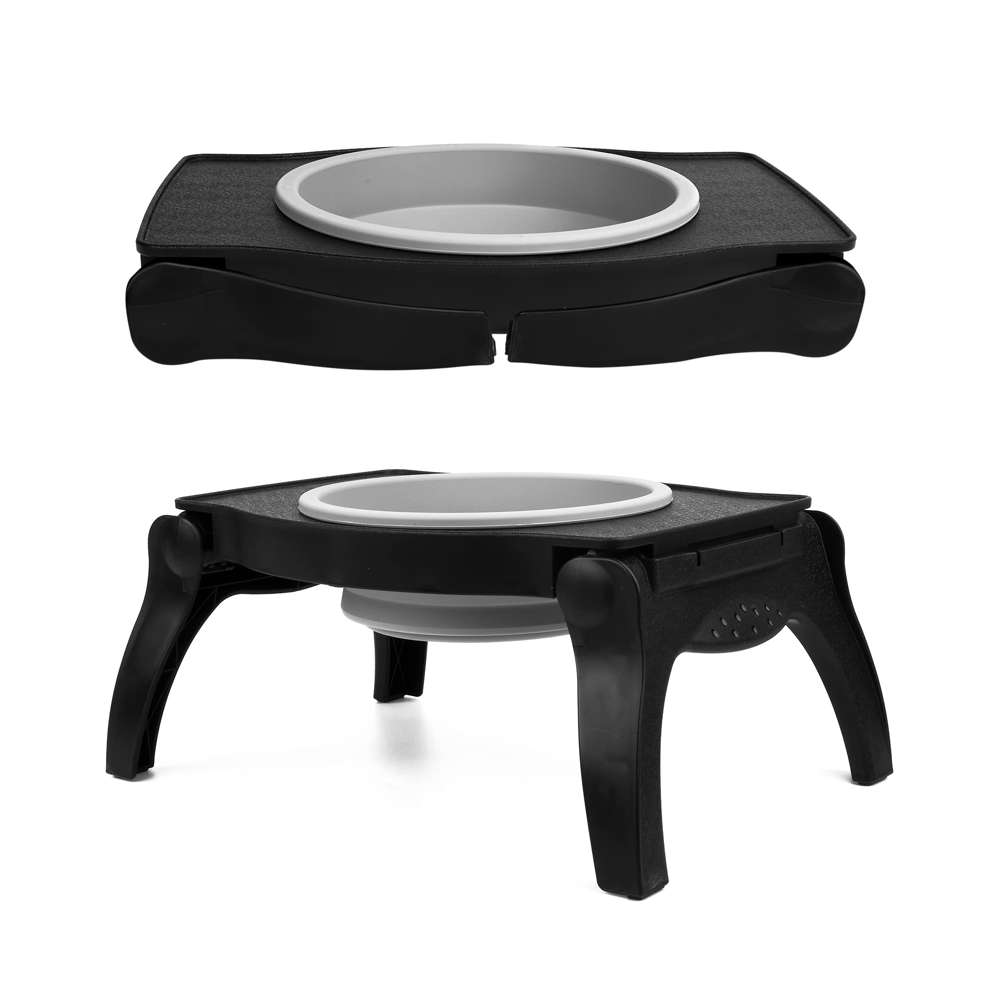Tuff Pupper Elevated Dog Bowl | Single Raised Dog Bowl Holds 80oz/12cups Food/Water | Collapsible Dog Travel Bowl Folds for Easy