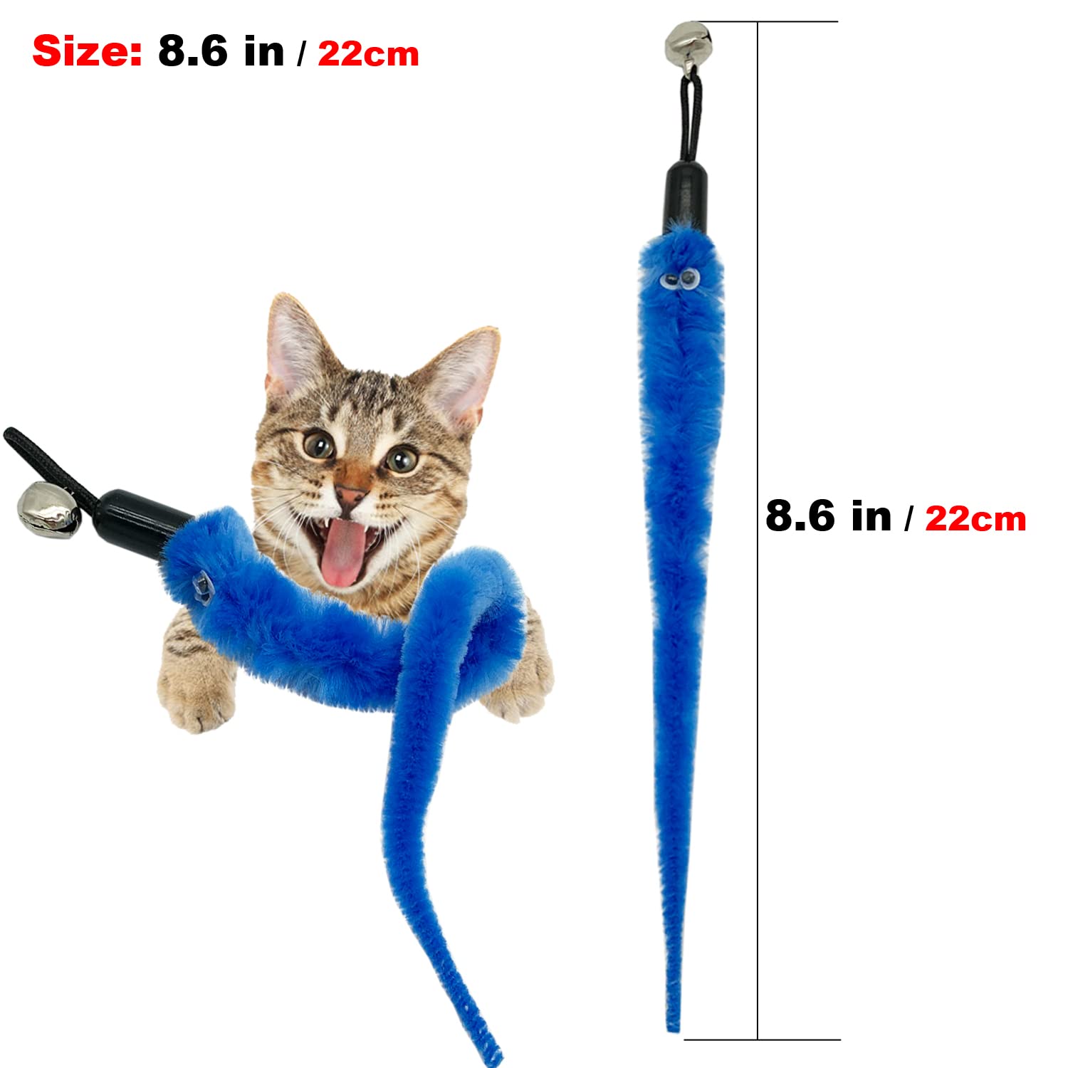 CATENESS Cat Worm Toy Refills, 20 Pieces Cat Wand Attachments Worms Toy for Indoor Cats (A)