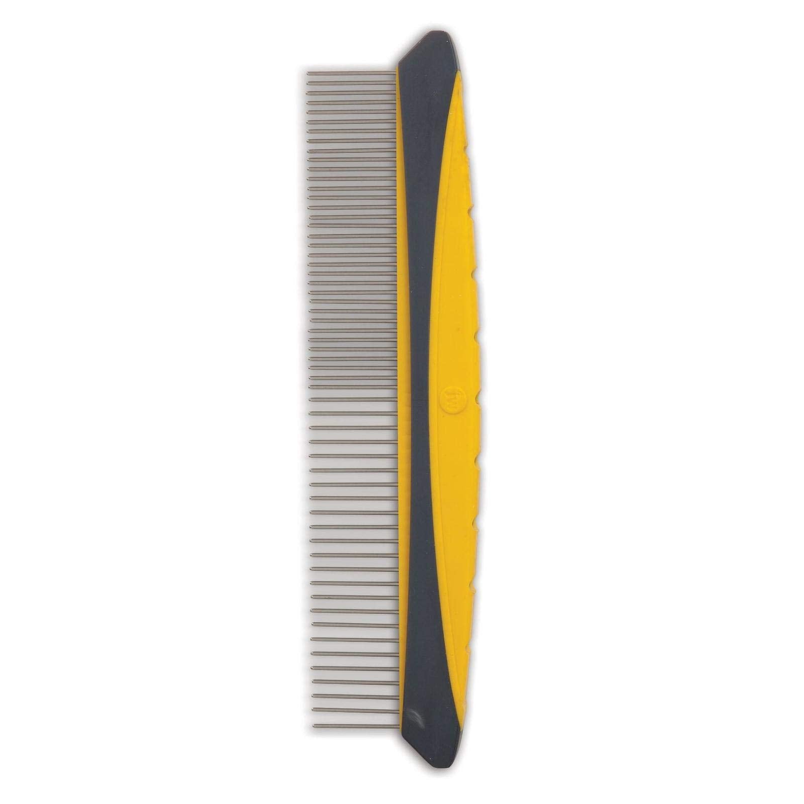 JW Pet Company 8-Inch Gripsoft Rotating Comfort Comb, Fine and Coarse,Gray/Yellow