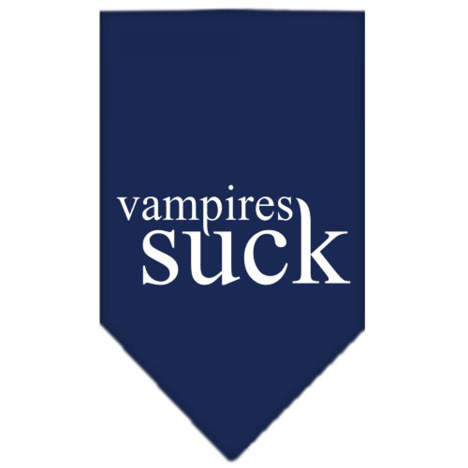 Halloween Pet and Dog Bandana Screen Printed, &quot;Vampires Suck&quot; Navy Blue Small