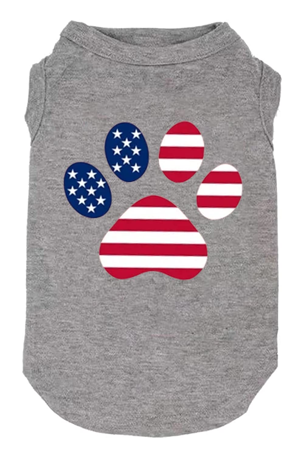 Weokwock American Flag Dog Shirt - 4Th Of July Funny Graphic T-Shirts & Sport Vest (Xx-Large, Grey)
