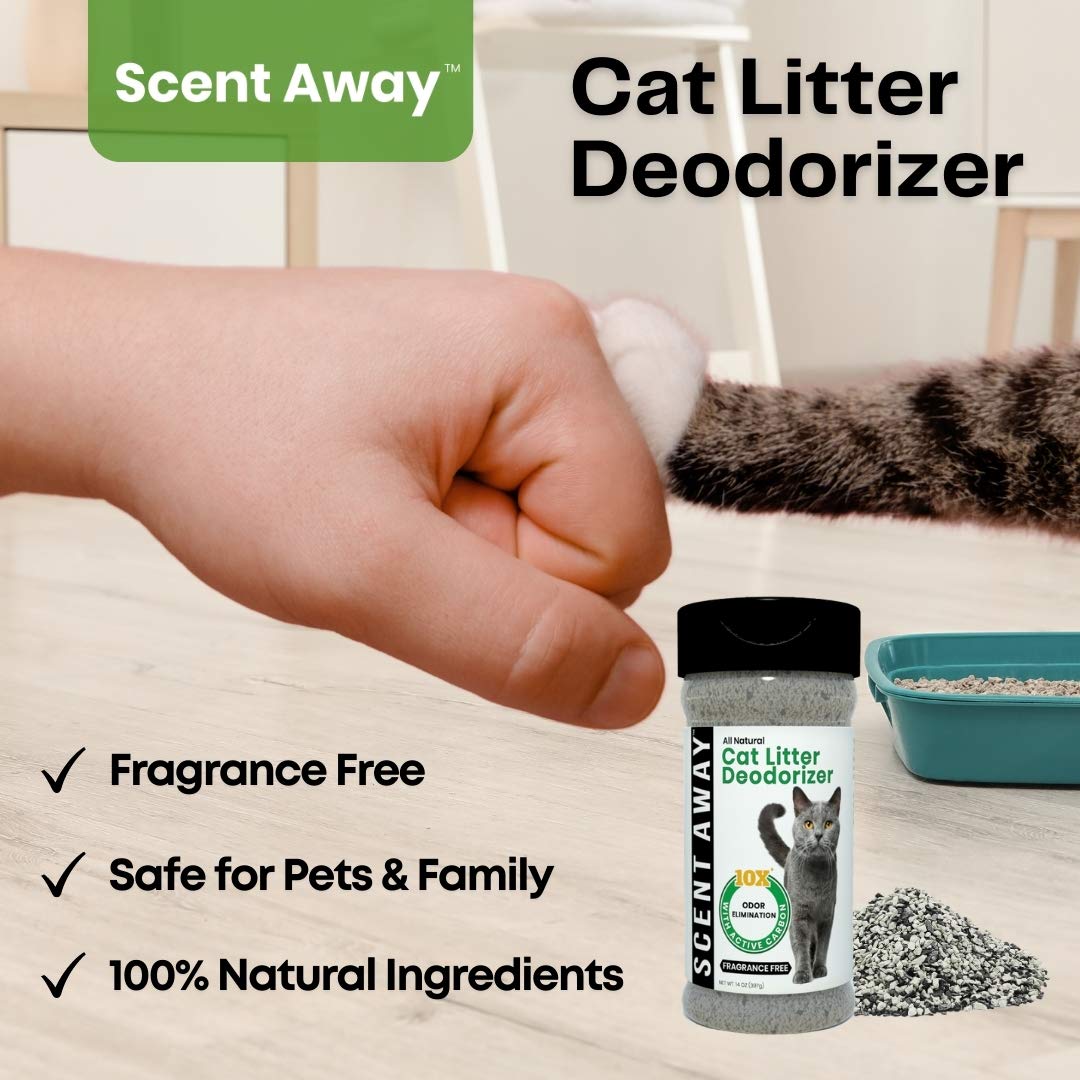Scent Away Cat Litter Deodorizer Litter Box Odor Eliminator | Fragrance Free Cat Litter Deodorizer With Active Carbon | Eliminates Cat Odors And Smells To Keep Your Home Fresh And Clean (Pack Of 1)