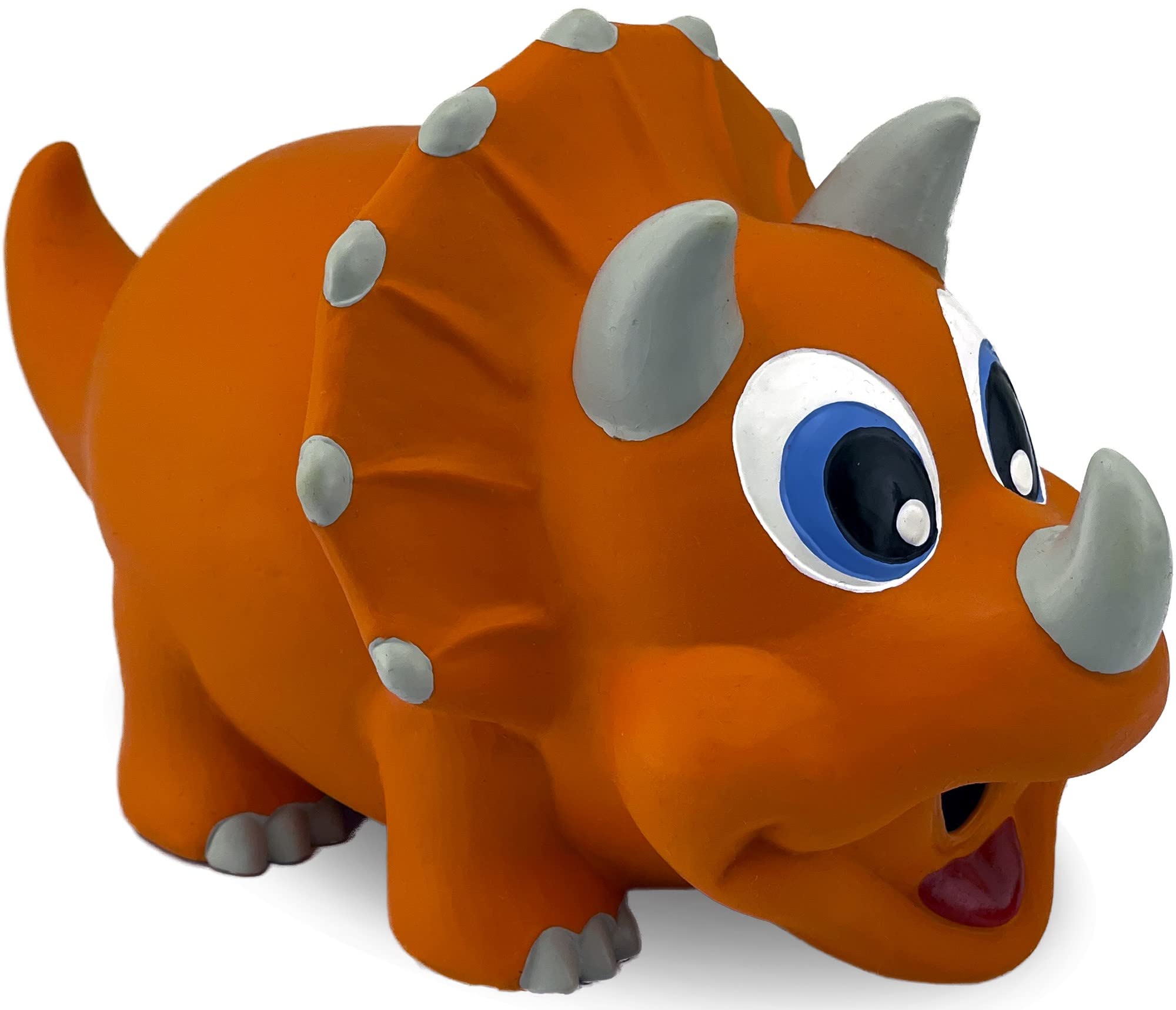 PetSport Naturflex Large Triceratops Latex Dog Chew Toy | All-Natural Soft, Squeaky, Non-Toxic Rubber Chew Toy | Safe for Indoor