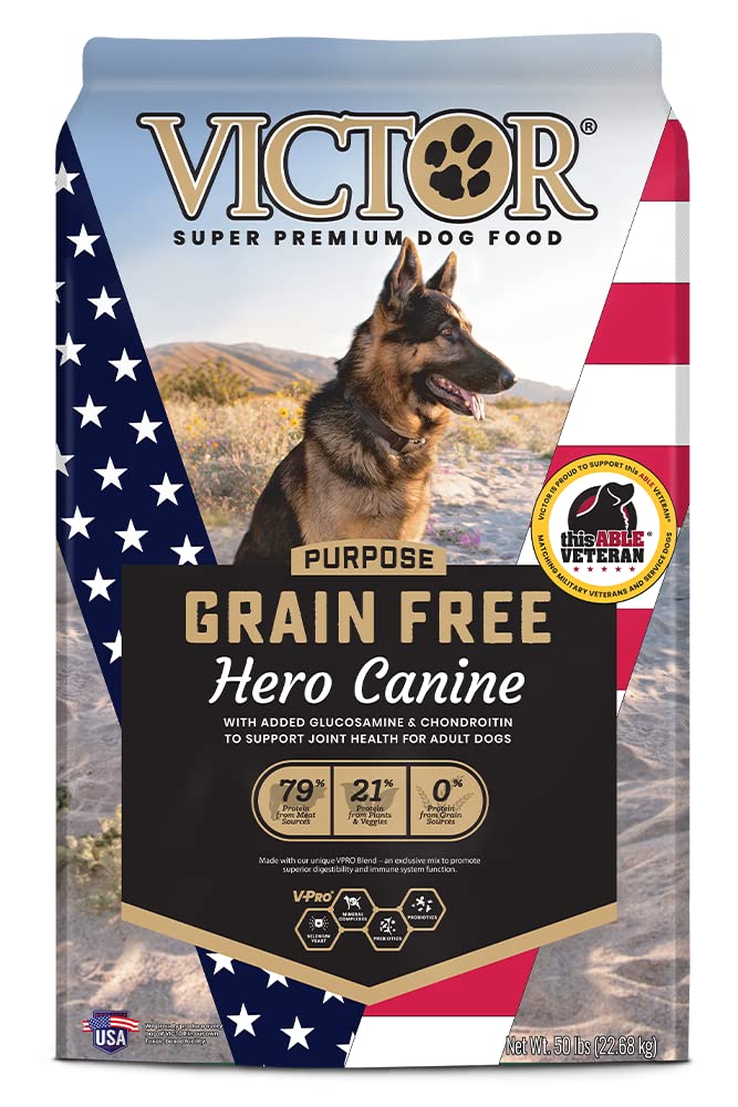 VICTOR Super Premium Dog Food - Purpose - Grain Free Hero Canine - Premium Gluten Free Dog Food for Active Adult Dogs - High Pro