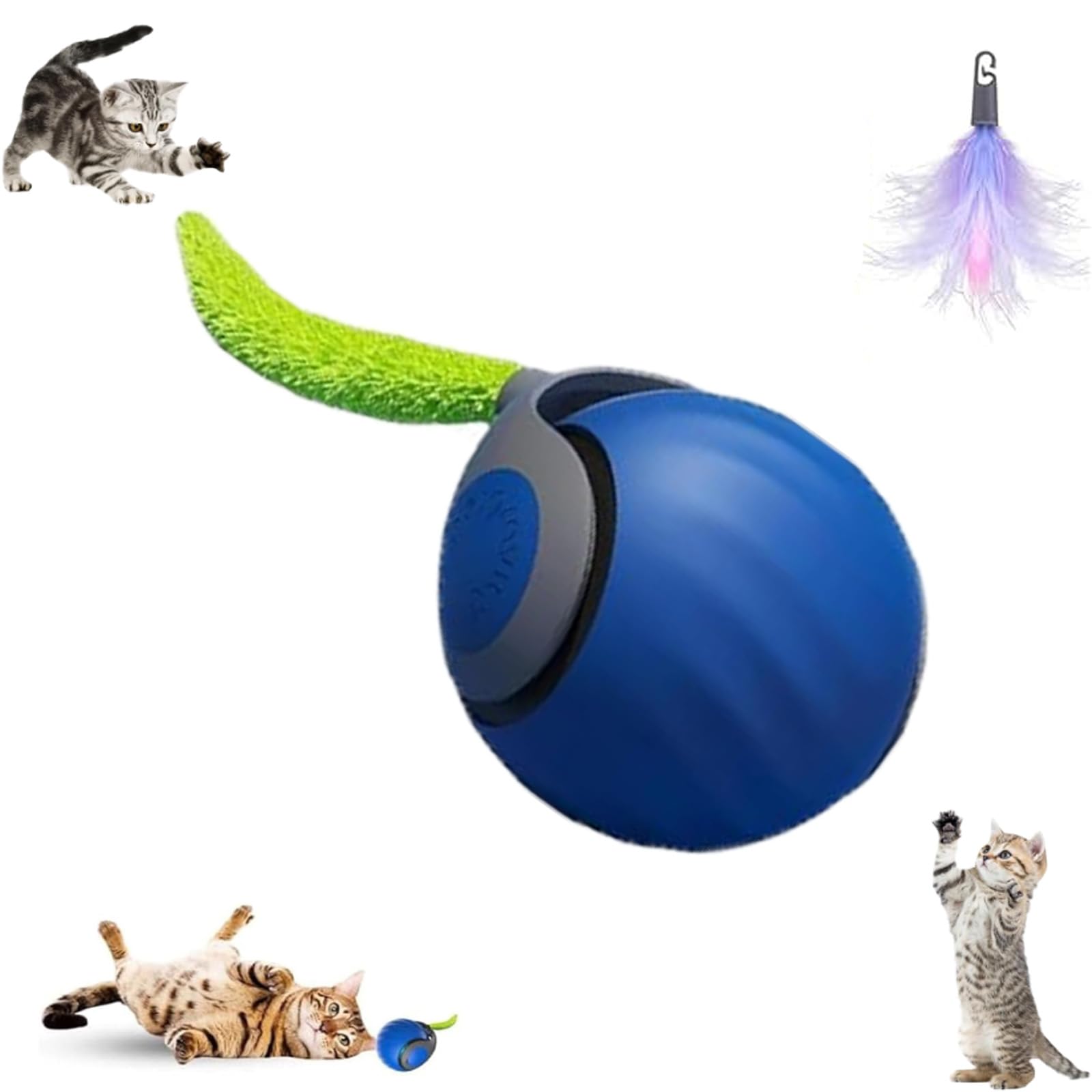 Autrety Interactive Cat Toys For Indoor Cats, Automatic Cat Toy With Tail, Electric Rolling Ball On Carpet,Cat Toys For Bored In