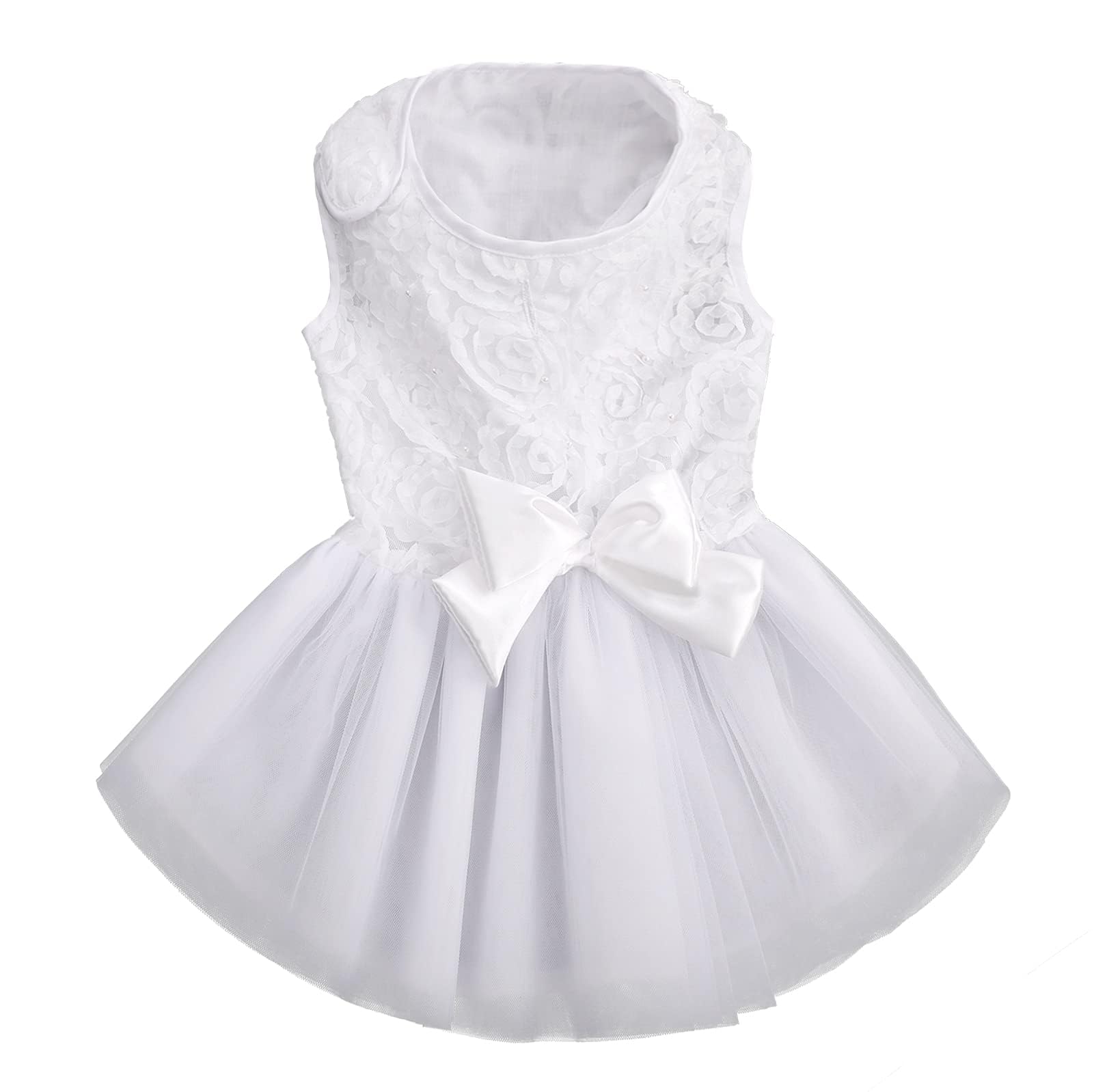 Asenku Dog Dress Pet Wedding Dress Princess Lace Puppy Birthday Party Outfit Formal Apparel Girl For Small Medium Dogs Cats (Med