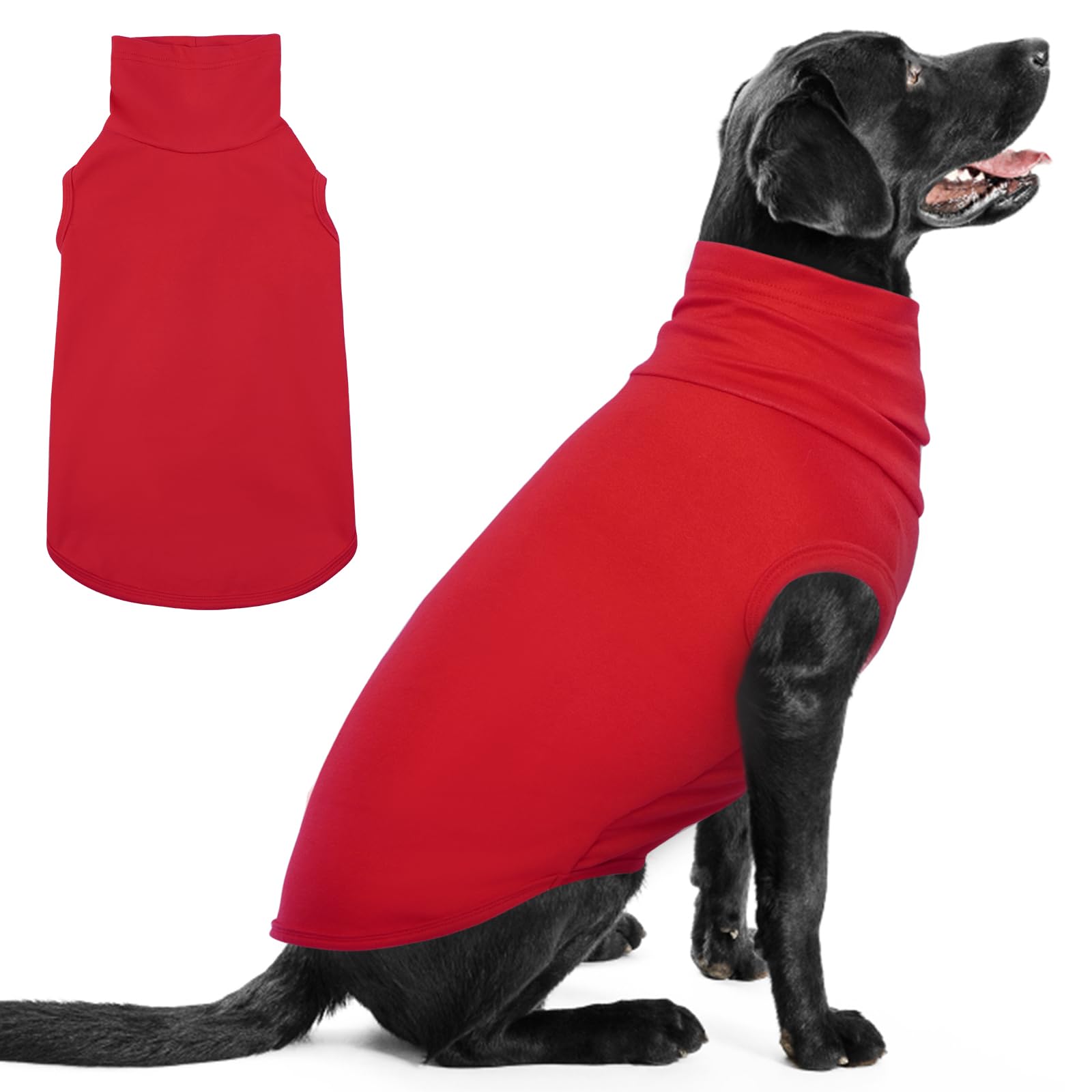 IECOii 4XL Dog Sweater,Stretch Fleece Vest Dog Sweater - Red, XXXX-Large,Christmas Dog Sweater Big Dog Winter Clothe,Warm Pullov