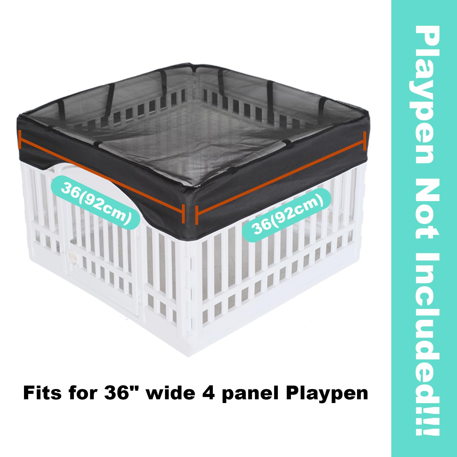 Dog Playpen Mesh Top Cover,[Playpen Not Included !!!] Fits 36'' Inch Pet Playpen With 4 Panels,Dog Cage Covers Puppy Playpen Cov