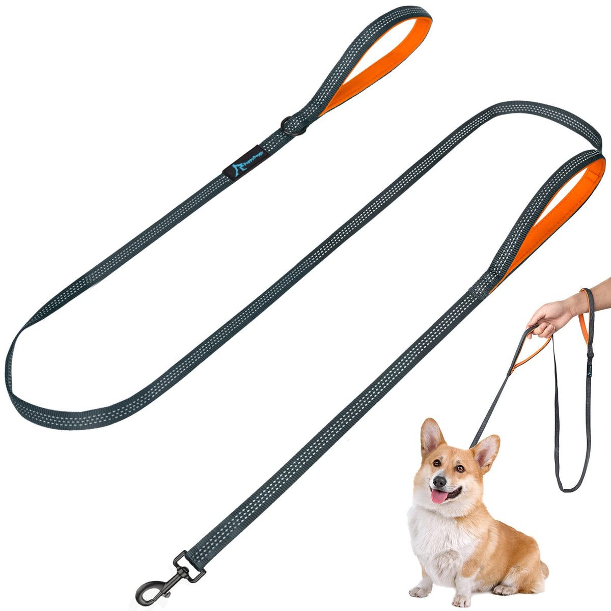 Puppydoggy Dog Leash For Small To Medium Dogs 6 Ft With 3 Reflective Stitching And 2 Traffic Padded Handles Dog Lead/Rope, Pet Leash For Running Walking Training (Orange 1 Pack - 6 Ft X 0.6 In)