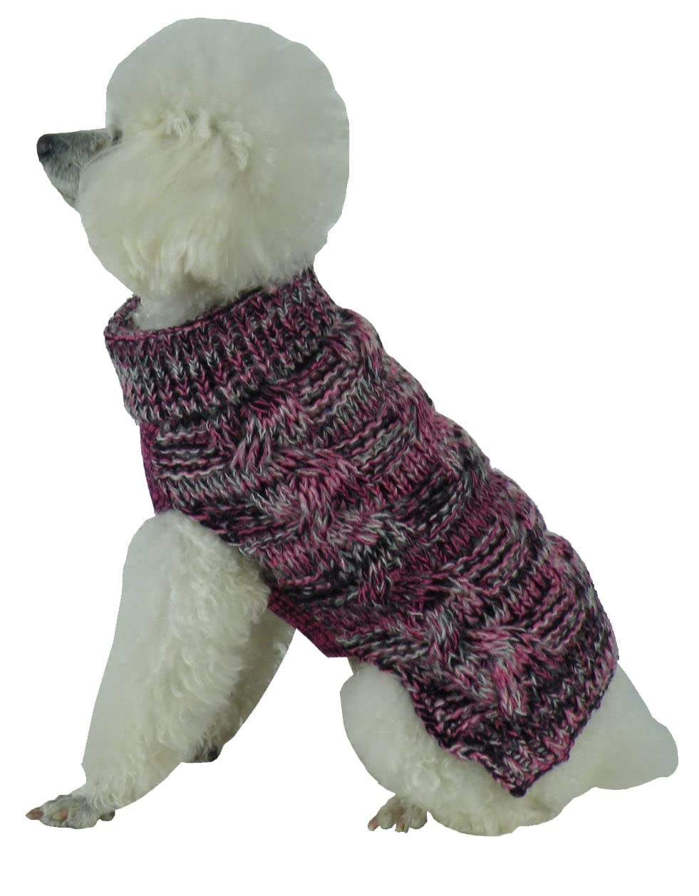 Pet Life  Royal Bark Pet Sweater - Designer Heavy Cable Knitted Dog Sweater with Turtle Neck - Winter Dog Clothes Designed to Ke