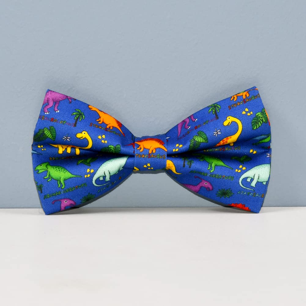 Cute Dinosaur Dog Bow Tie Dog Collar Accessory, Detachable Bowtie, Adjustable Collar For Small Medium Large Dogs