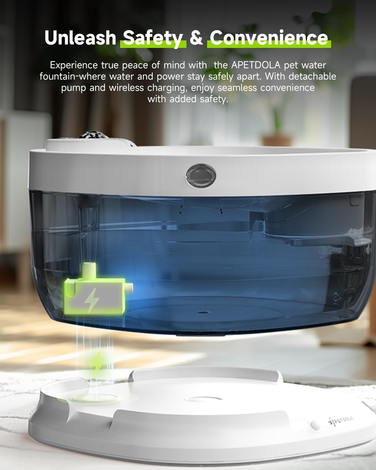 Apd Apetdola Wireless Dog Water Fountain, Battery Operated Dog Water Dispenser With Motion Sensor, 7L/237 Fl Oz Cordless Pet Fou