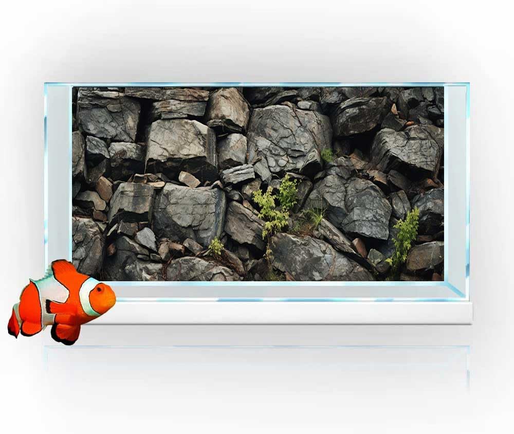 Dtekoj 30X18IN Stone Aquarium Background, Rock Fish Tank Background, Natural Rocky Glass Terrarium Background with 8 EVA Double-