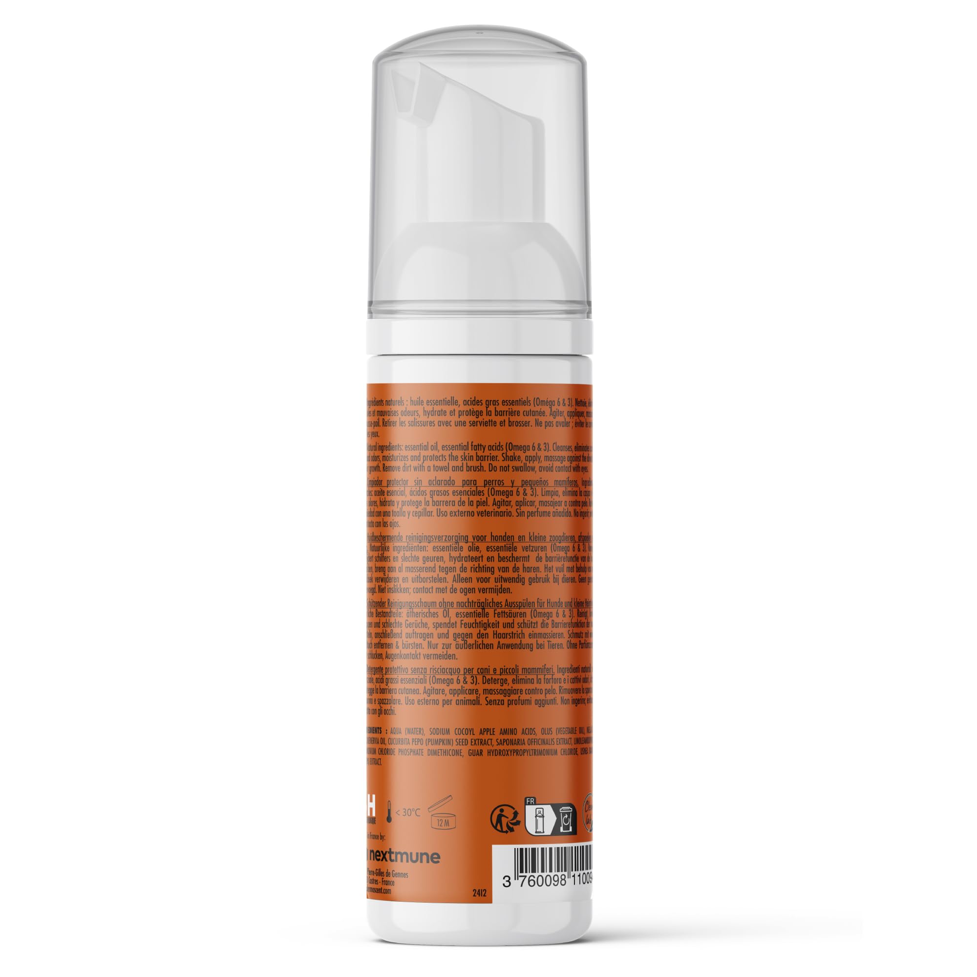 Dermoscent Essential Mousse - Dry Shampoo For Dogs & Small Mammals - Rinse Free Foam To Cleanse Skin & Coat - Odour Control For Smelly Pets - Soap Free - 150Ml