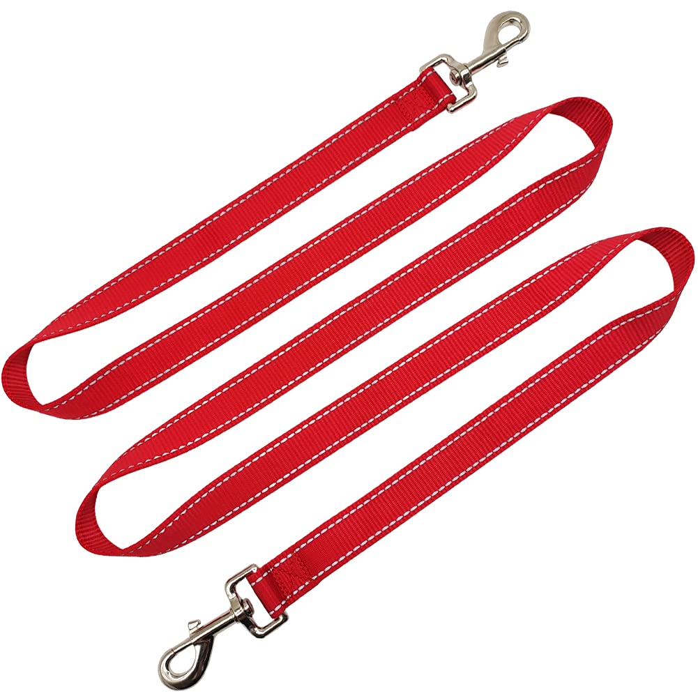 Sepxufore 6Foot Tie Out Nylon Dog Leash, Heavy Duty 1' Wide Reflective Thick Lead For Medium Large Dogs Indoor Outdoor Front Yard Camping (Red)