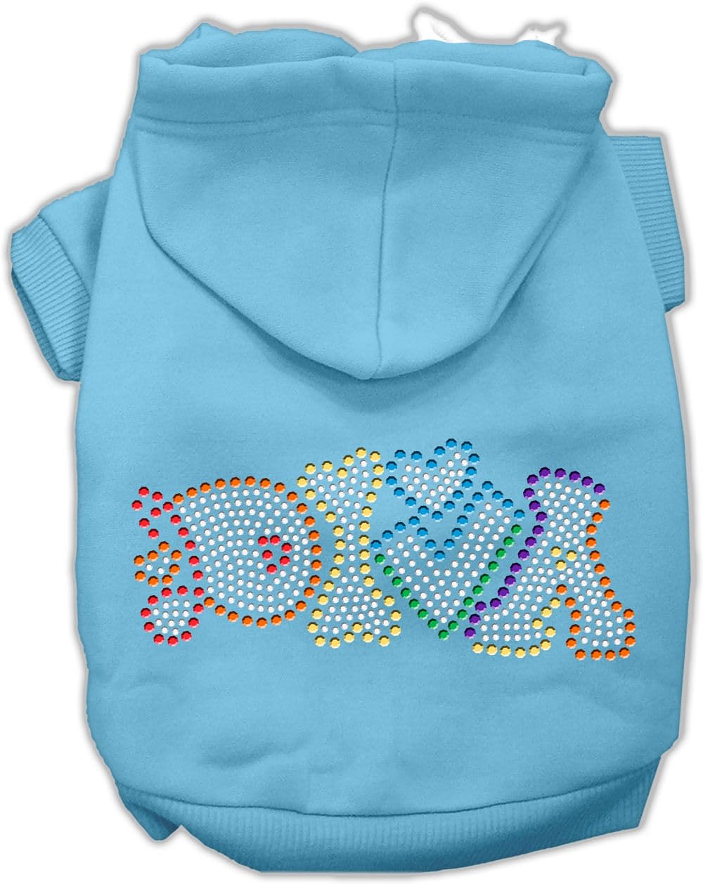 Pet, Dog & Cat Hoodie Rhinestone, 'Technicolor Diva' Baby Blue 3Xl (25-35 Lbs.)