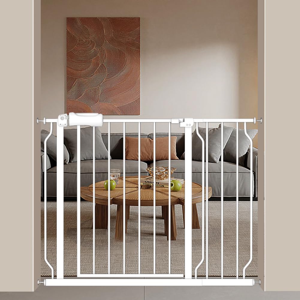 flower frail Extra Wide Baby Gate 38.5-43.5 Inch Walk Through Pressure Mounted No Drill Safety Child Gate with Door Tension Meta