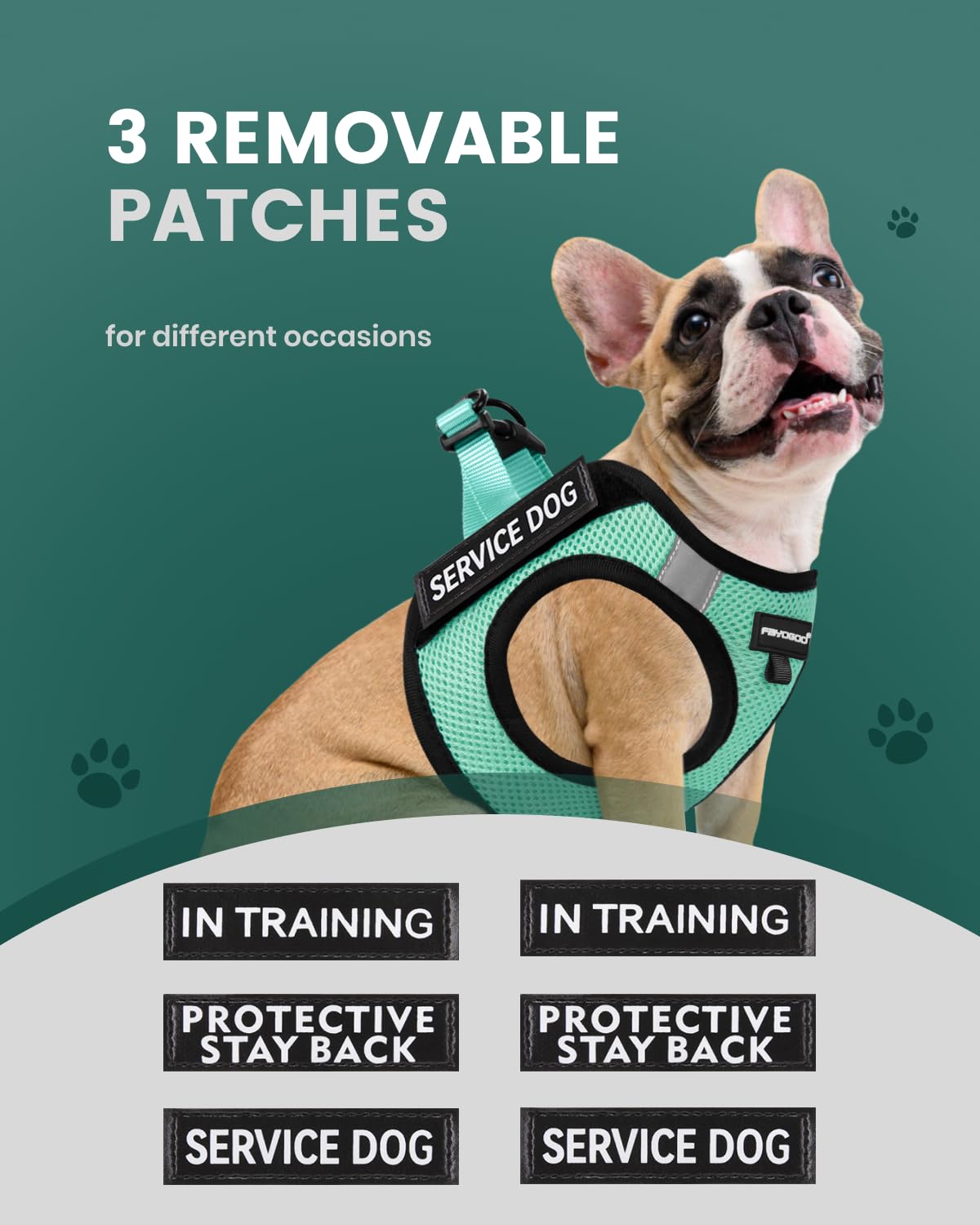 Fayogoo Dog Harness For Small Dogs - Lightweight Service Dog In Training Harness With 6Pcs Removable Patches - Puppy Harness For