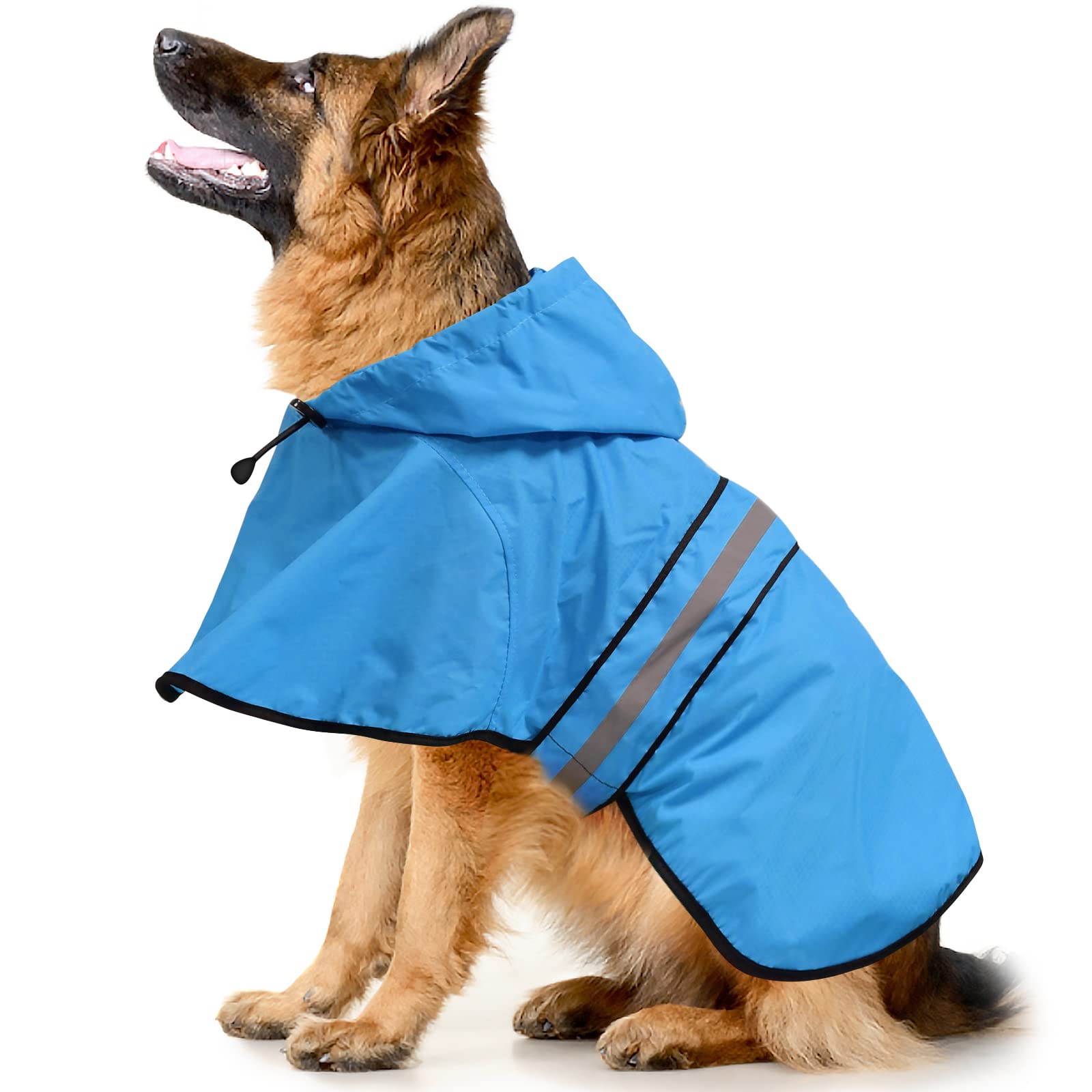 Ezierfy Reflective Dog Rain Coat - Waterproof Adjustable Pet Raincoat Jacket, Lightweight Dog Hooded Dog Rain Coat Poncho For Sm