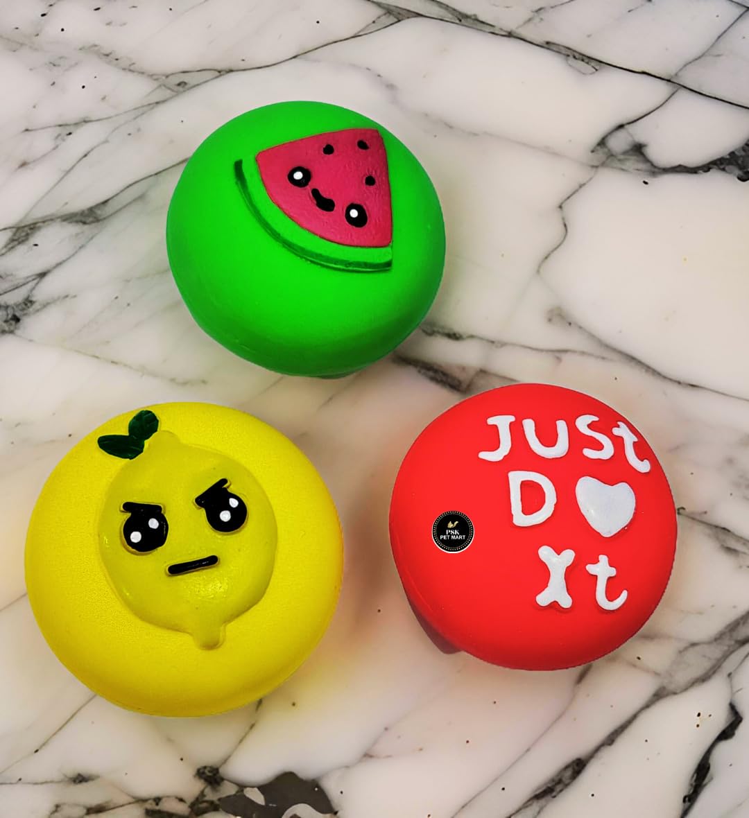 Psk Pet Mart Squeaky Dog Toys  Soft Latex With Funny Cute Face Rubber Dog Ball Suitable For Small Dogs & Puppies  Bounce Balls