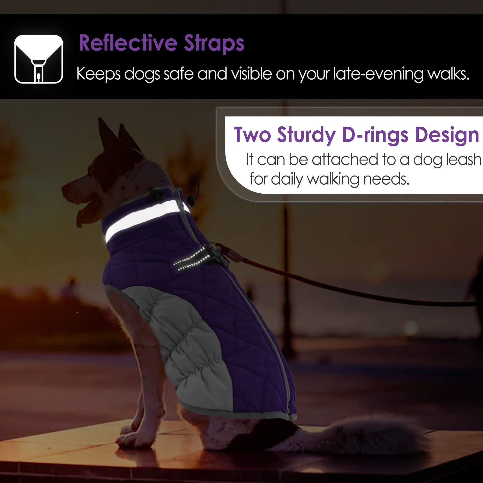 Aofitee Dog Coat, Warm Dog Winter Coat For Small Dogs, Reflective Turtleneck Dogs Jacket With Harness Built In, Waterproof Windp