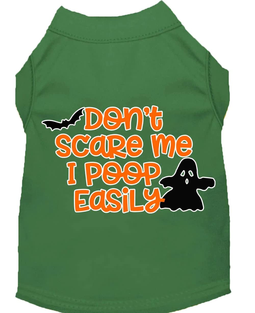Halloween Pet Dog & Cat Shirt Screen Printed, "Don't Scare Me, I Poop Easily" Aqua L