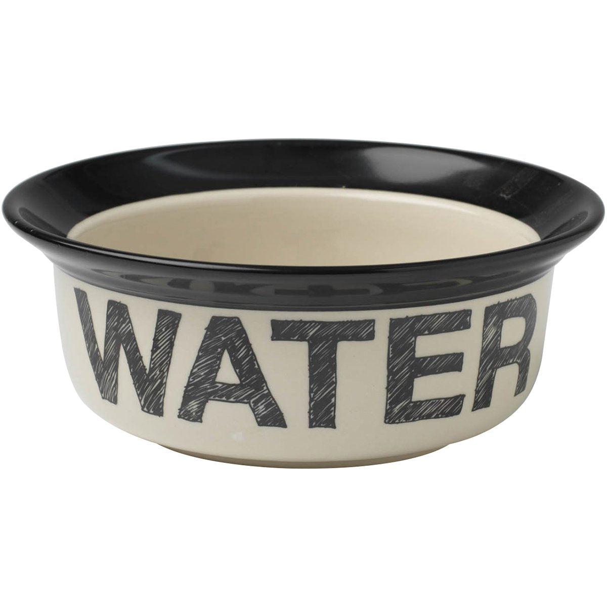 Petrageous 10184 Pooch Basics Stoneware Dog Water Bowl With 2-Cup Capacity 6-Inch Diameter 2.5-Inch Tall For Small Dogs And Medium Dogs Or Cats, Natural