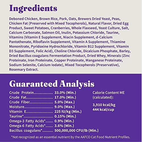 Halo Holistic Cat Food Dry, Cage-free Chicken Recipe, Complete Digestive Health, Dry Cat Food Bag, Adult Formula, 3-lb Bag
