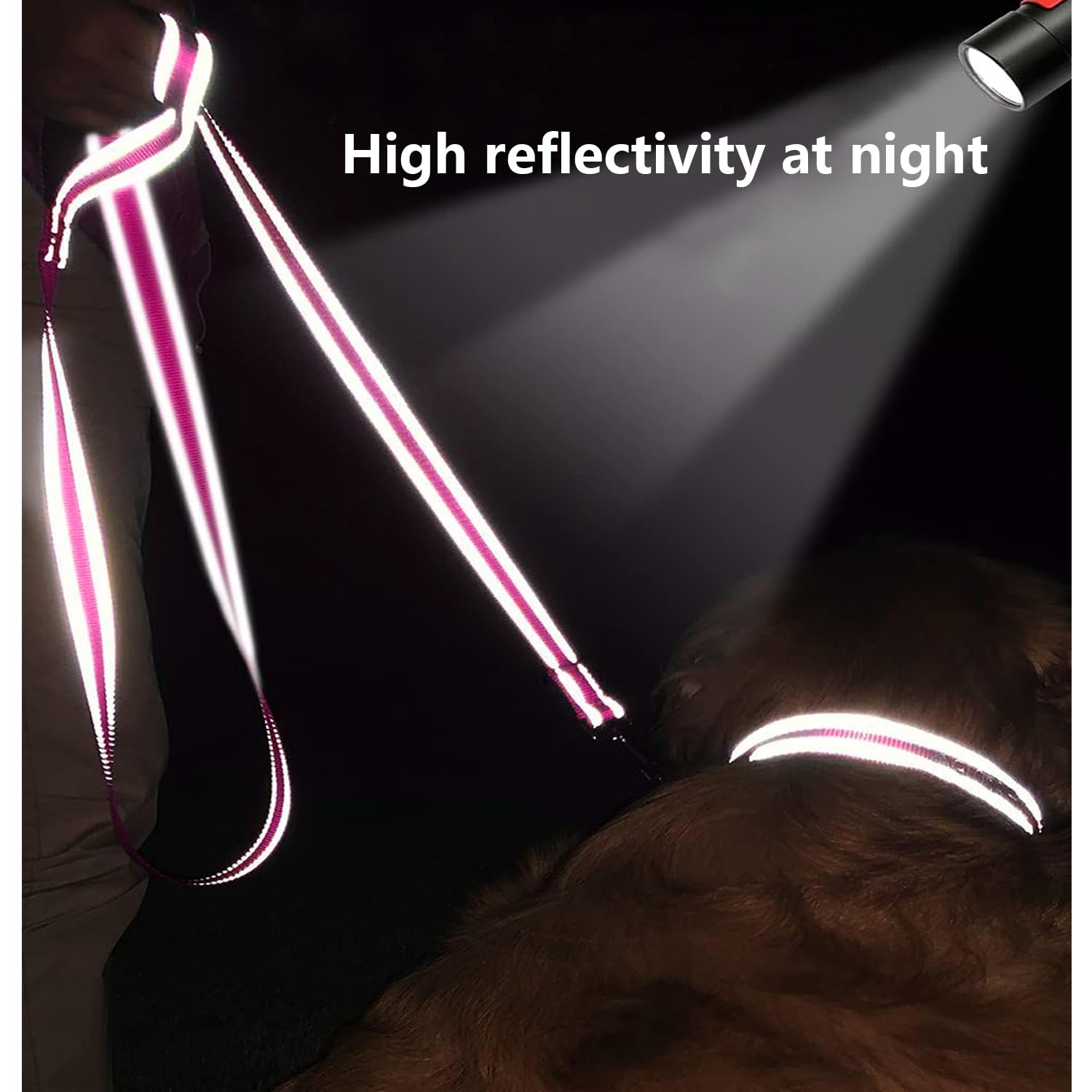 Penseepet Dog Leash 6 Ft Padded Handle Nylon Reflective Dogs Leashes For Medium Dogs Hot Pink